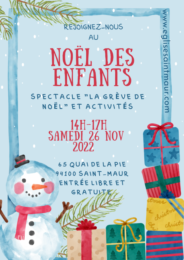 Noël des enfants - Spectacle "La grève de Noël" et activités - 14h-17h samedi 26 novembre 2022 65 quai de la pie 94100 Saint-Maur - Entrée libre et gratuite